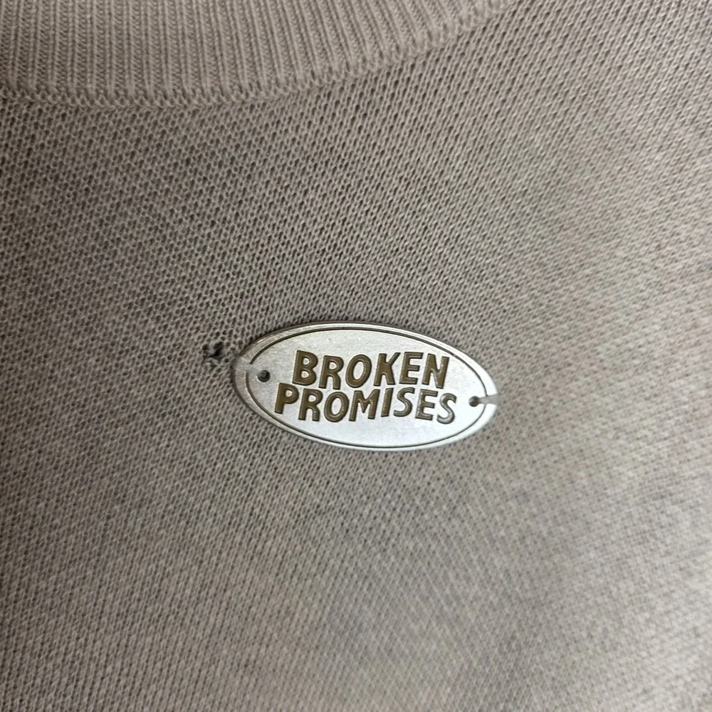 Broken Promises Embrace‎ Skeletons Distressed  Sweater Tan/Brown Small Skater